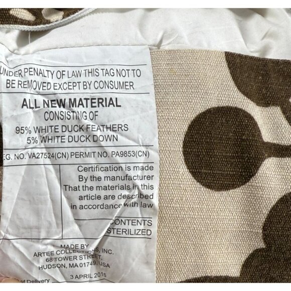 Thomas Paul Brown Birds Throw Pillow with Feather & Down Insert 16" x 16" - Picture 3 of 9